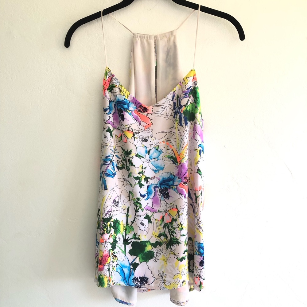 Express Barcelona Cami Tank Top Womens Sz M-Multicolor Bloomcore Dopaminecore